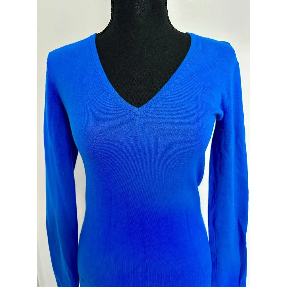 Lilly Pulitzer Sweater Women XS Blue Excellent V-Neck Cotton Blend Long‎ Sleeve